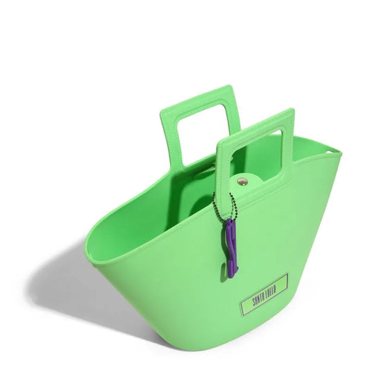 Bolsa Shopper Verde Borracha Alça De Mão