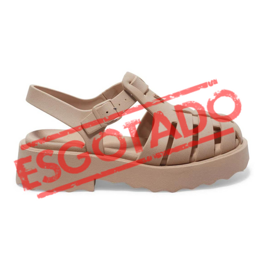 Sandália Fisherman Bege Borracha Flatform